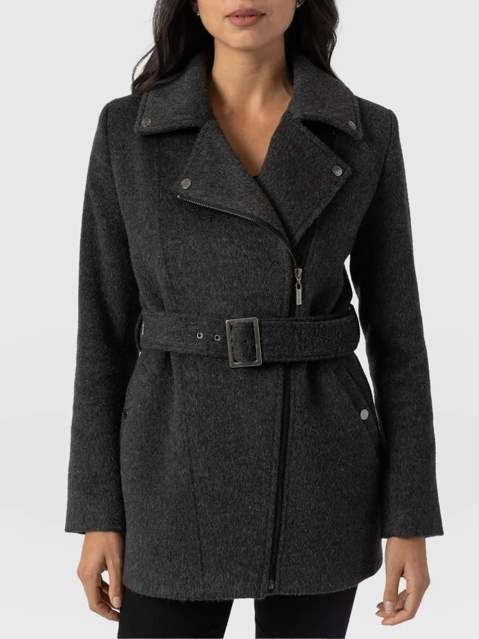 Daltrey Biker Coat 8211 Charcoal Charcoal Women Saint And Sofia Coats and Jackets