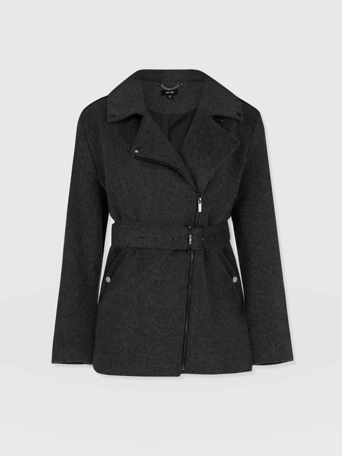 Daltrey Biker Coat 8211 Charcoal Charcoal Women Saint And Sofia Coats and Jackets
