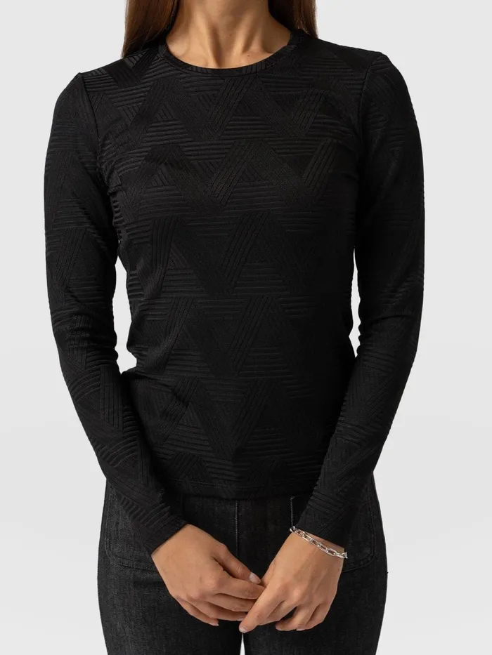 Darcey Long Sleeve Tee 8211 Black Jacquard Black Jacquard Women Saint And Sofia TShirts and Tanks