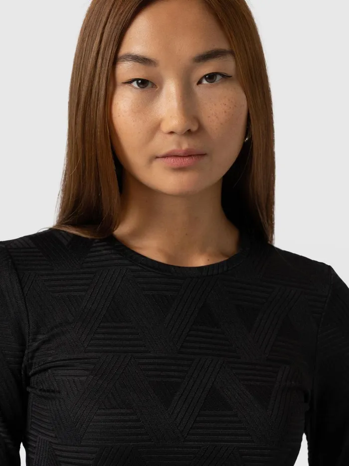 Darcey Long Sleeve Tee 8211 Black Jacquard Black Jacquard Women Saint And Sofia TShirts and Tanks