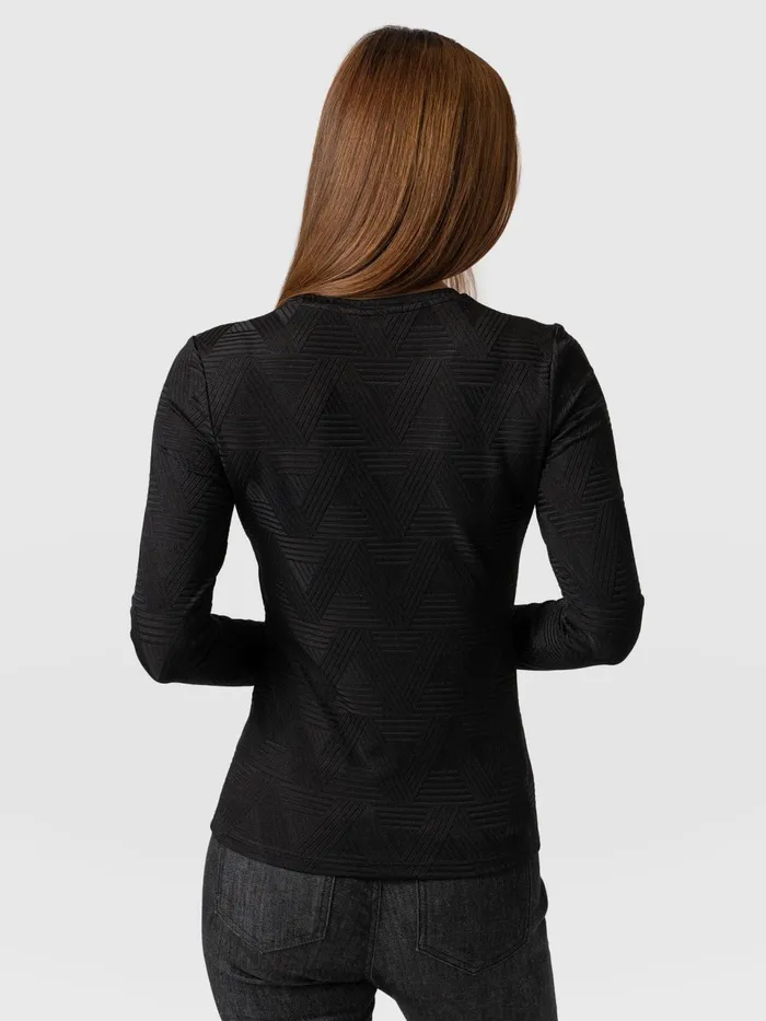 Darcey Long Sleeve Tee 8211 Black Jacquard Black Jacquard Women Saint And Sofia TShirts and Tanks