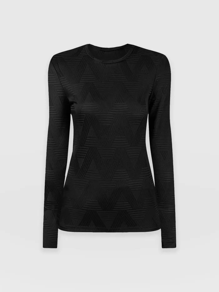 Darcey Long Sleeve Tee 8211 Black Jacquard Black Jacquard Women Saint And Sofia TShirts and Tanks