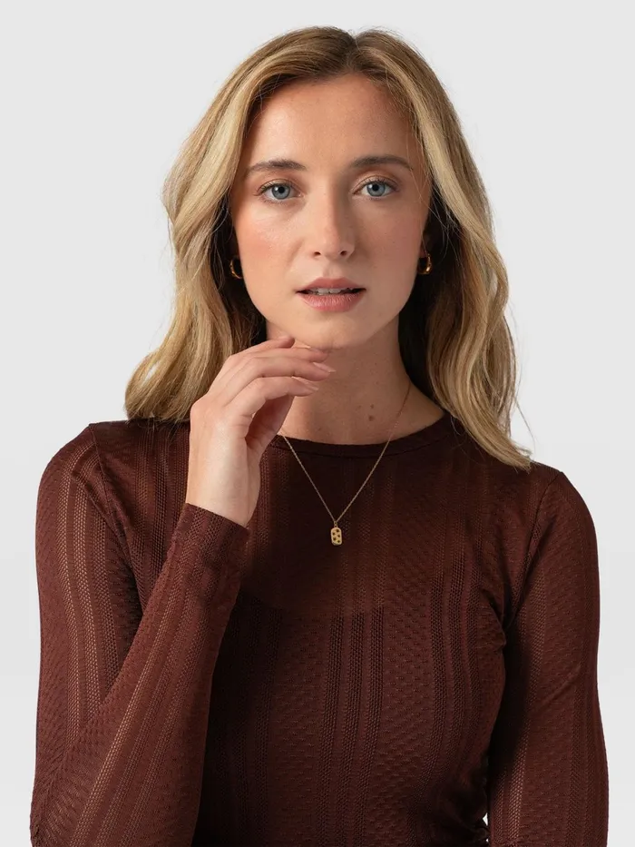 Demi Lace Long Sleeve Tee 8211 Maroon Maroon Women Saint And Sofia TShirts and Tanks