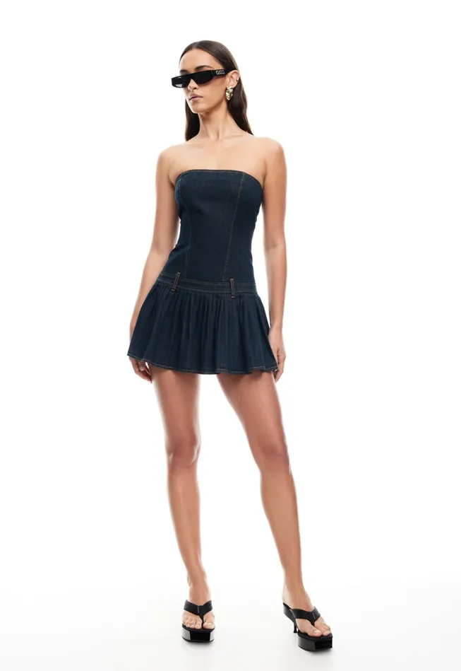 Denim Women Lioness Fashion IN BLOOM MINI DRESS Indigo