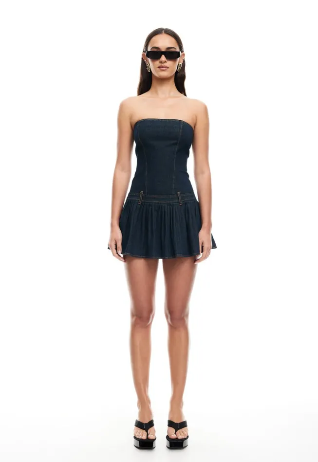 Denim Women Lioness Fashion IN BLOOM MINI DRESS Indigo Denim Women Lioness Fashion IN BLOOM MINI DRESS Indigo