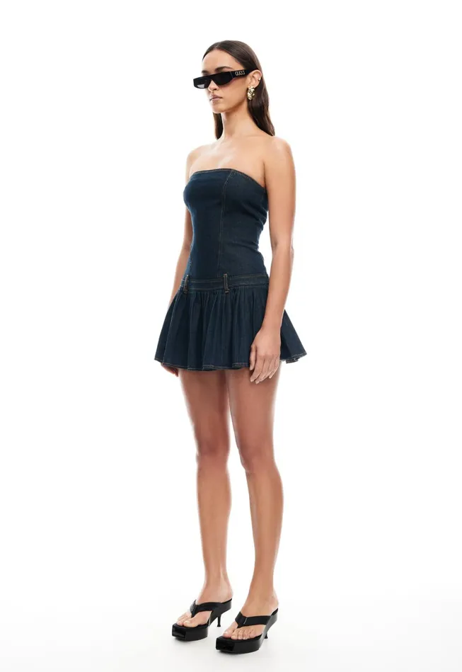 Denim Women Lioness Fashion IN BLOOM MINI DRESS Indigo Denim Women Lioness Fashion IN BLOOM MINI DRESS Indigo