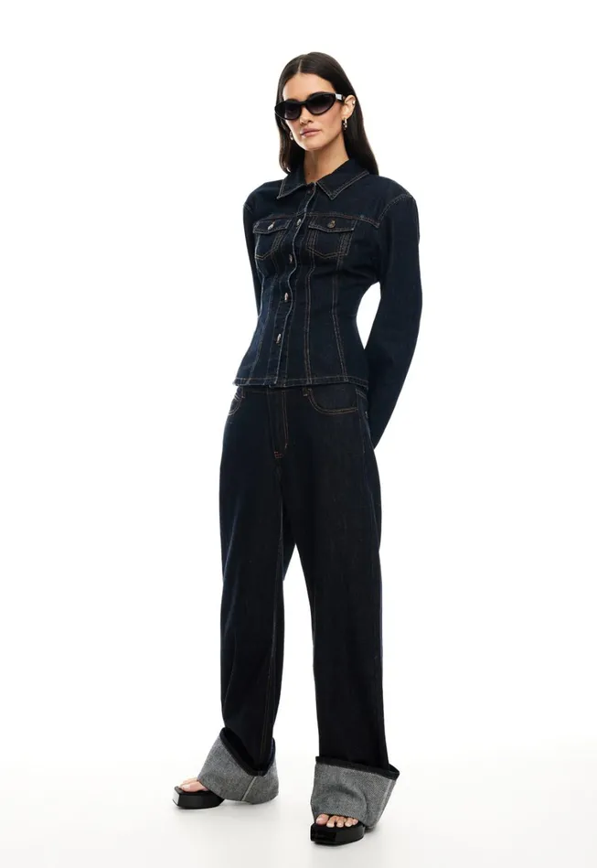 Denim Women Lioness Fashion RIDER DENIM JACKET Dark Denim