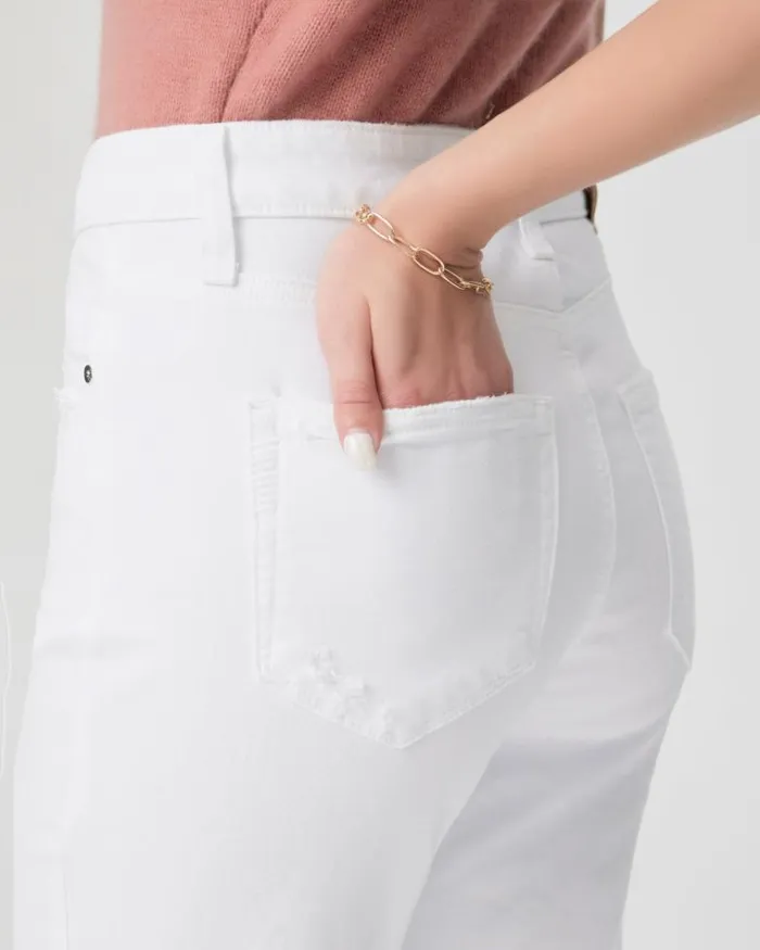 Denim Women PAIGE High Rise Brigitte Straight Jean 8211 White Noise Distressed