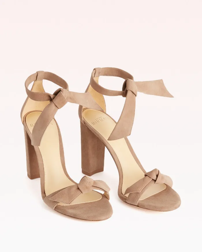 Designer Sandals For 8211 Clarita Block 90 Sandal In Nude Cameo Suede Alexandre Birman Cameo Women Alexandre Birman Sandals