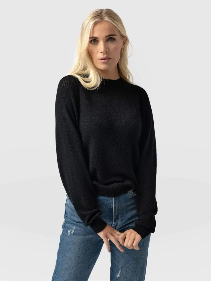 Diamond Knit Sweater 8211 Black Black Women Saint And Sofia Knitwear