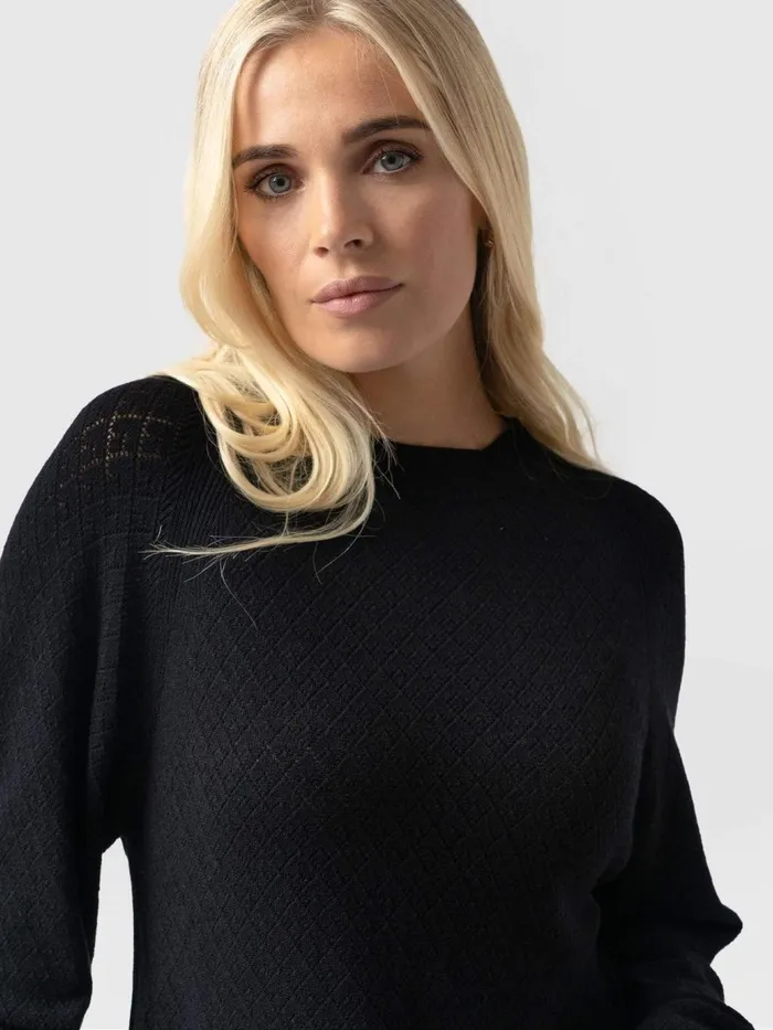 Diamond Knit Sweater 8211 Black Black Women Saint And Sofia Knitwear