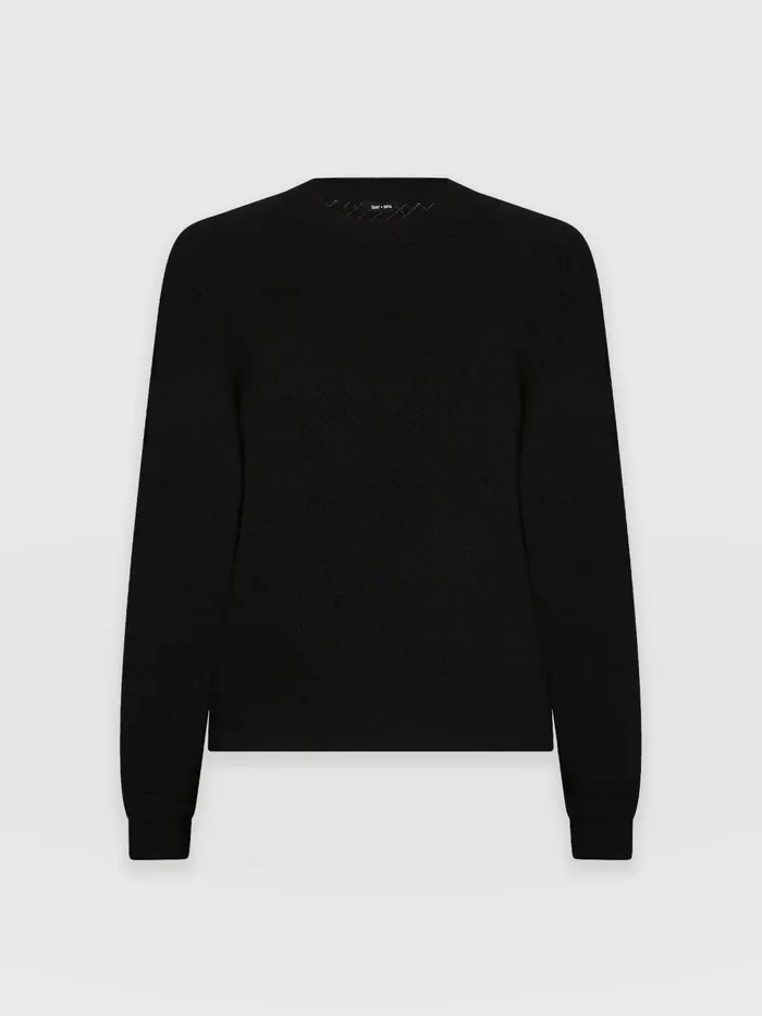 Diamond Knit Sweater 8211 Black Black Women Saint And Sofia Knitwear