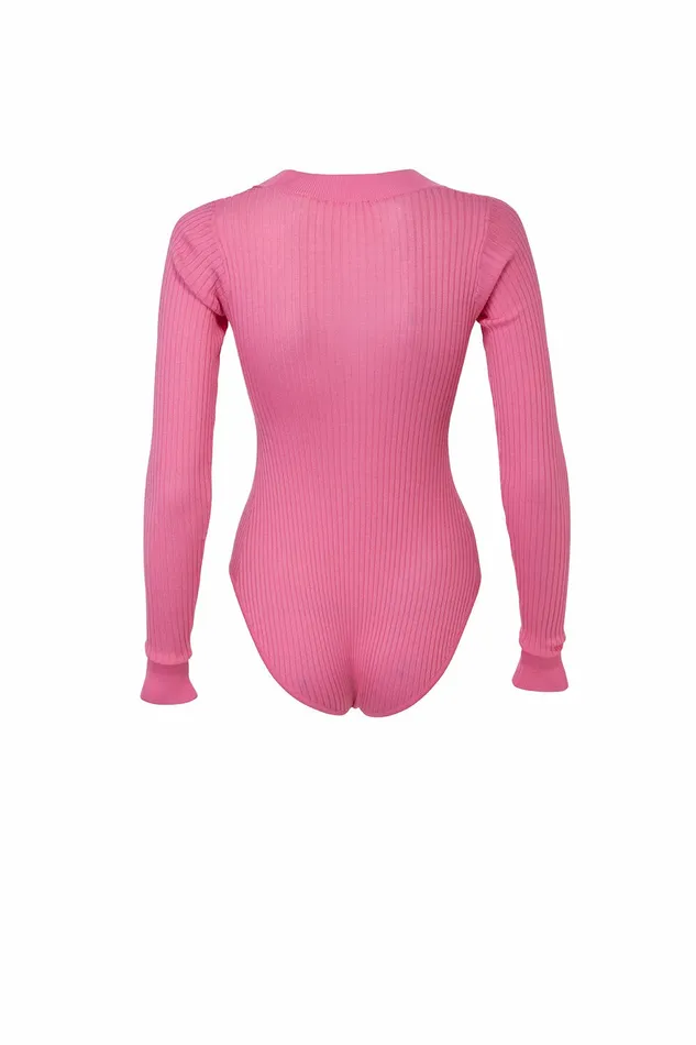 DODO BAR OR Bodysuits Teddy V Knit Bodysuit Pink 8211 Women