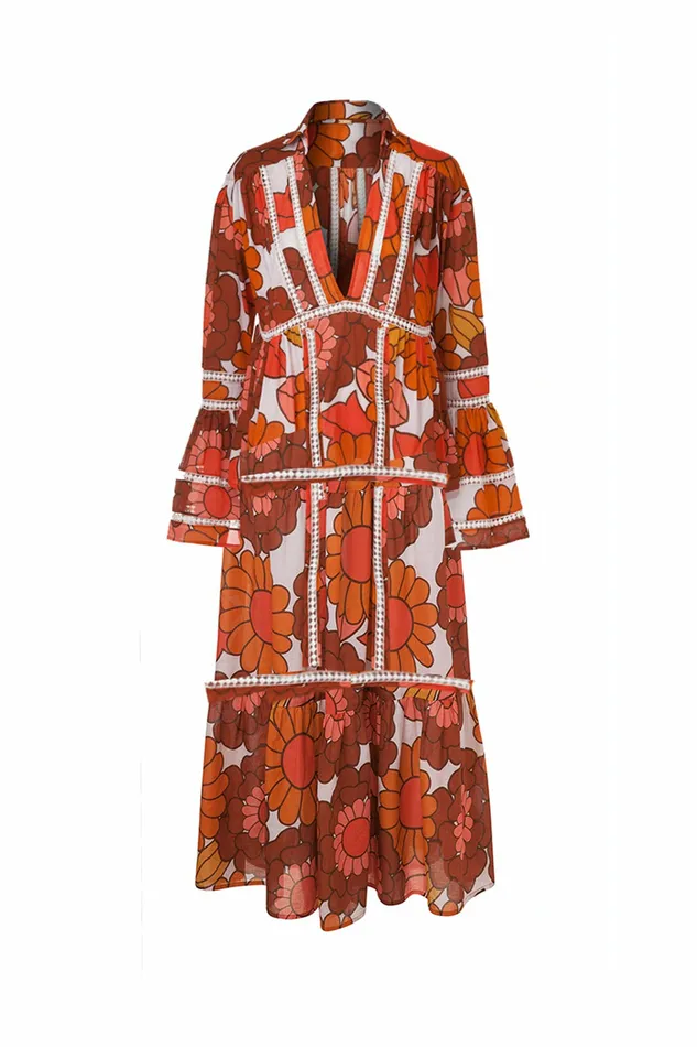 DODO BAR OR Dresses Enid Dress Lulu Orange Print 8211 Women