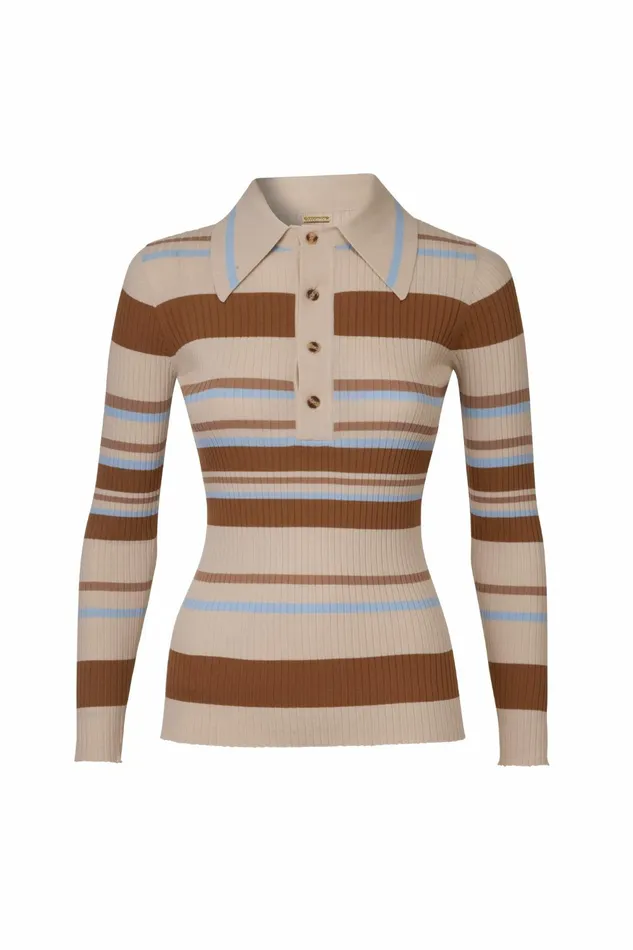 DODO BAR OR Knitwear Penny Knit Shirt Cream Taupe Combo 6 8211 Women