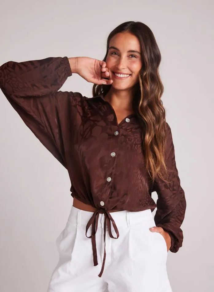 Drawcord Waist Shirt 8211 Cafu00e9 Noir Women Bella Dahl Button Down