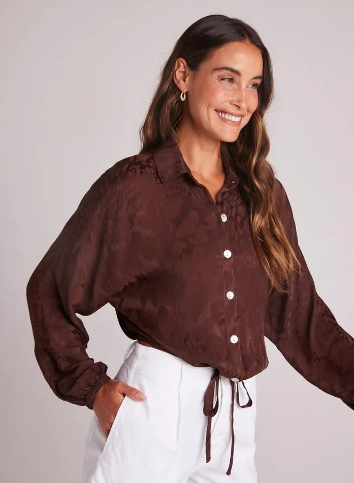 Drawcord Waist Shirt 8211 Cafu00e9 Noir Women Bella Dahl Button Down Drawcord Waist Shirt 8211 Cafu00e9 Noir Women Bella Dahl Button Down