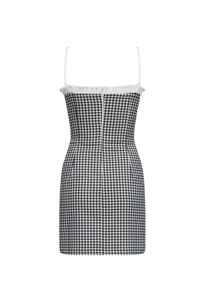 Dresses Women Lioness Fashion BARDOT GINGHAM MINI Black Check Dresses Women Lioness Fashion BARDOT GINGHAM MINI Black Check