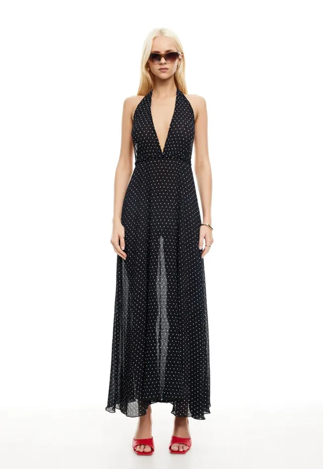 Dresses Women Lioness Fashion DISTRICT MAXI DRESS Onyx Polka