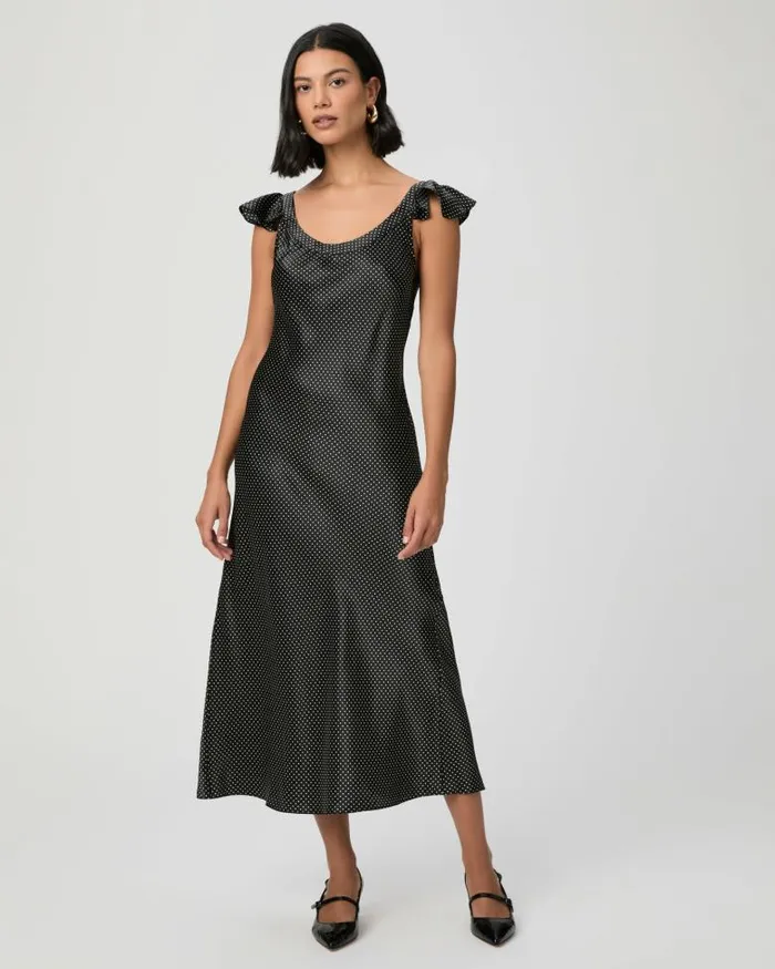 Dresses Women PAIGE Agoura Dress 8211 BlackTravertine Silk