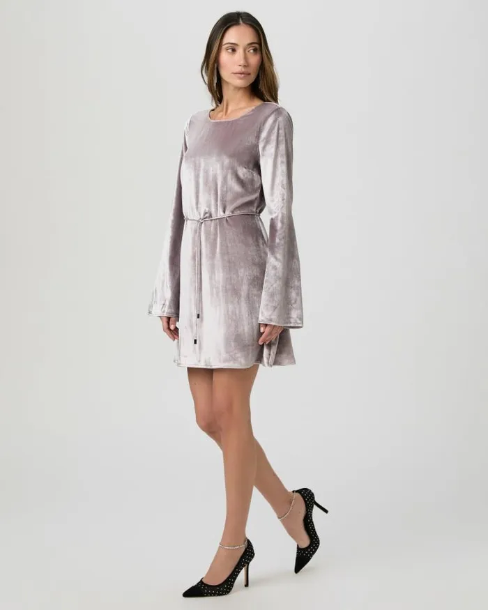 Dresses Women PAIGE Carmelyn Dress 8211 Pewter Velvet Dresses Women PAIGE Carmelyn Dress 8211 Pewter Velvet