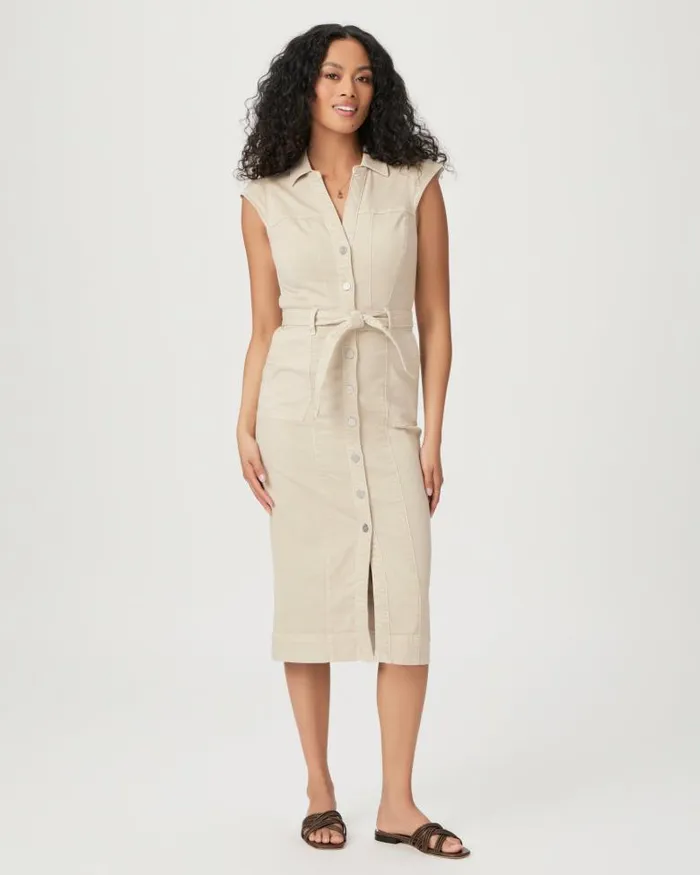 Dresses Women PAIGE Jaxsyn Midi Dress 8211 Vintage Warm Sand