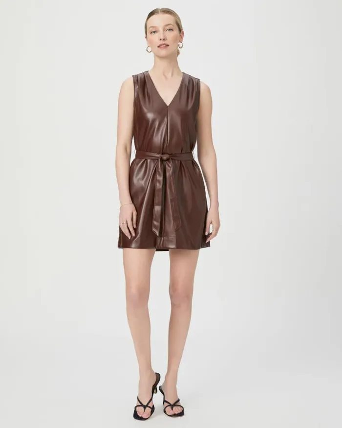 Dresses Women PAIGE Luisa Dress 8211 Rum Raisin Faux Leather