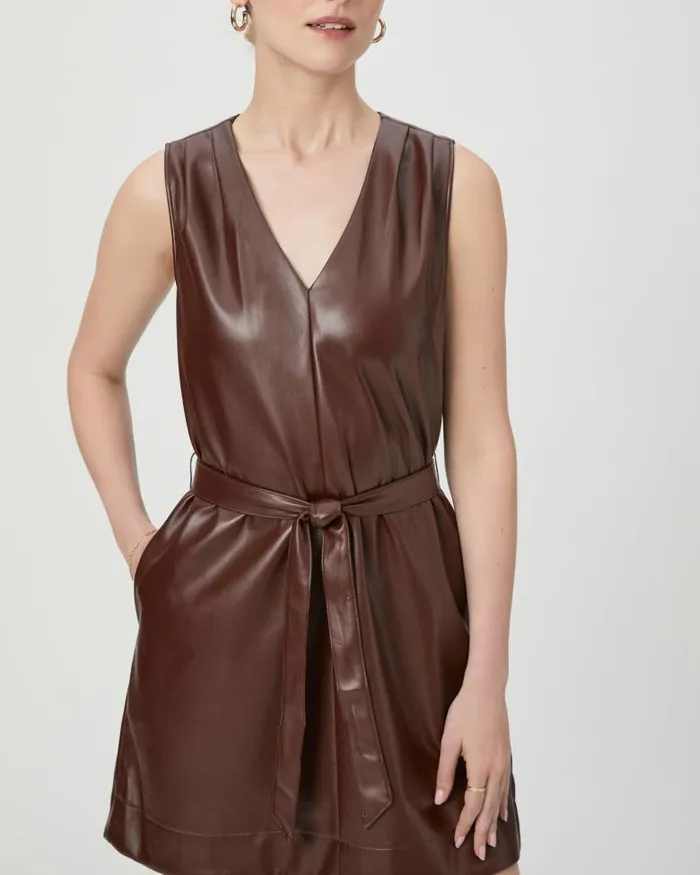 Dresses Women PAIGE Luisa Dress 8211 Rum Raisin Faux Leather Dresses Women PAIGE Luisa Dress 8211 Rum Raisin Faux Leather