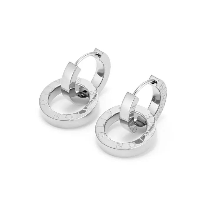Earrings Women Olivia Burton Honeycomb Toggle Silver Tone Hoop Earrings