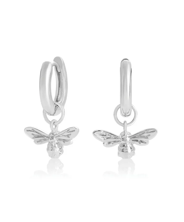 Earrings Women Olivia Burton Silver Bee Huggie Hoops