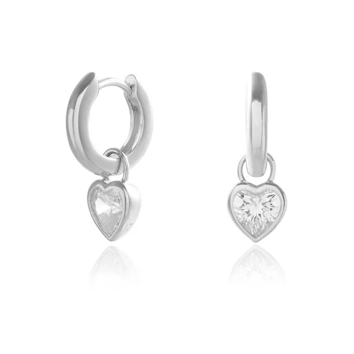 Earrings Women Olivia Burton Silver Heart Huggie Hoops