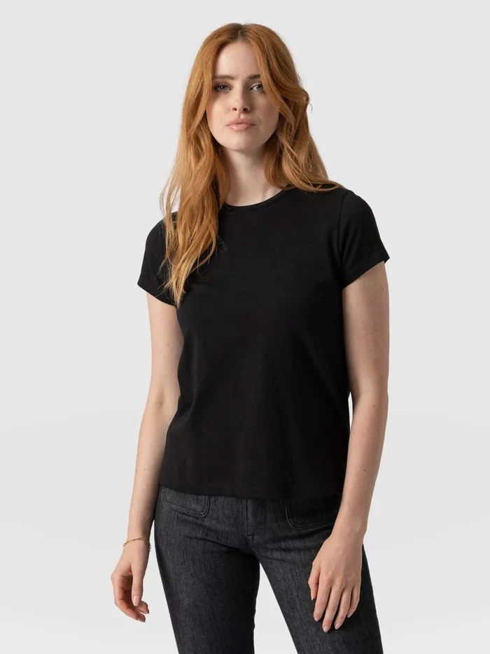Easy Cotton Tee 8211 Black Black Women Saint And Sofia TShirts and Tanks