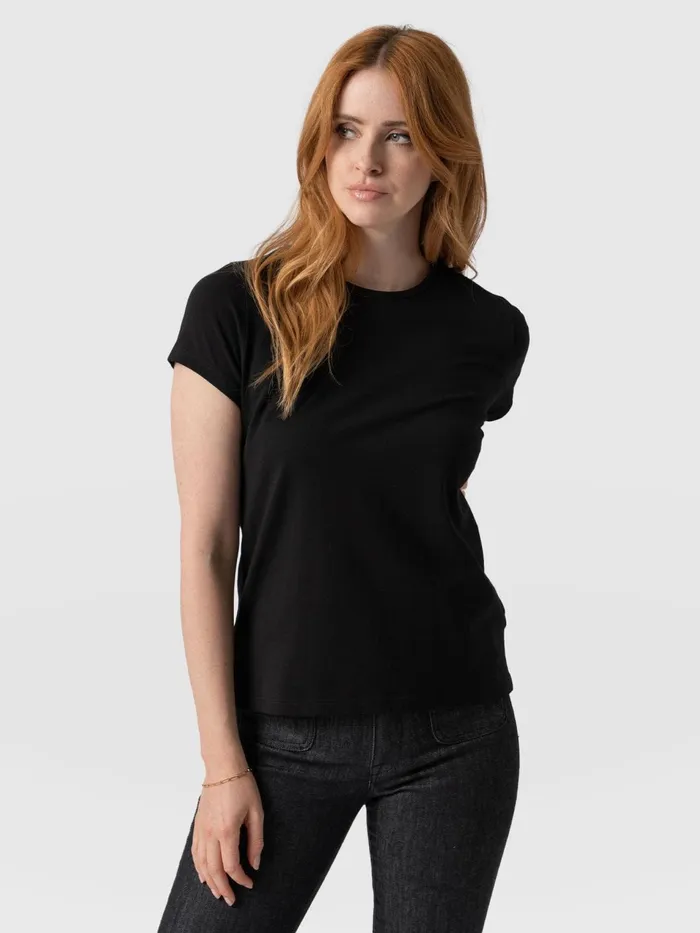 Easy Cotton Tee 8211 Black Black Women Saint And Sofia TShirts and Tanks