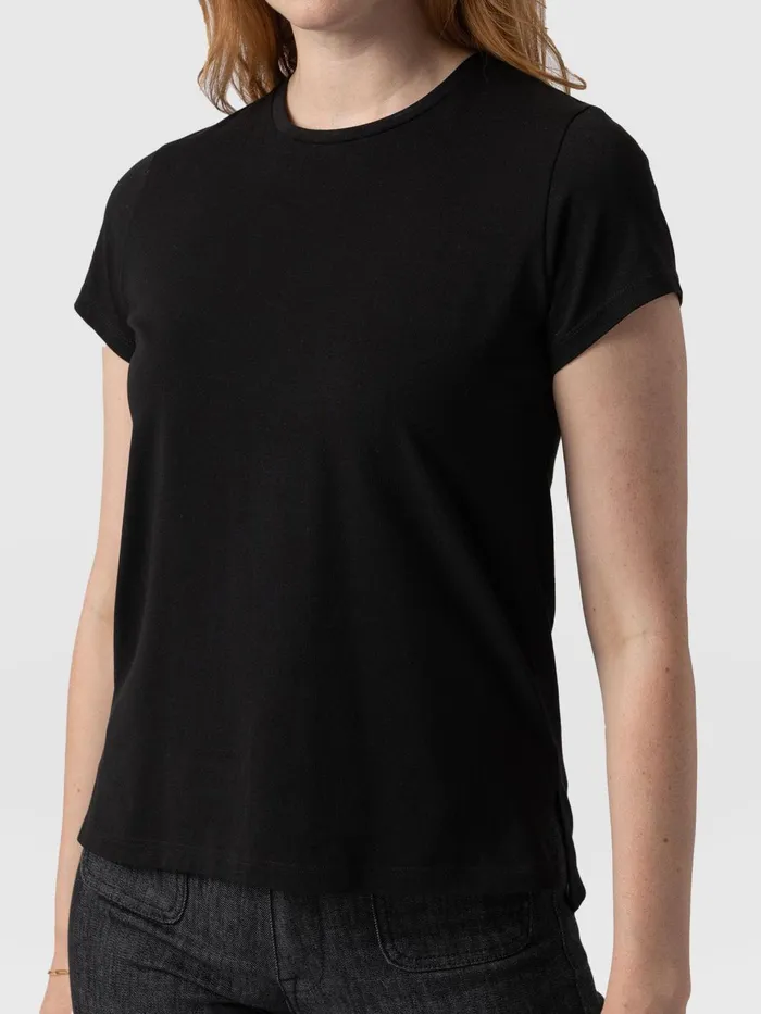 Easy Cotton Tee 8211 Black Black Women Saint And Sofia TShirts and Tanks