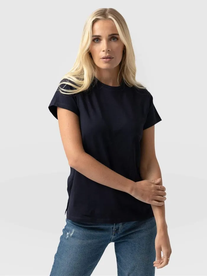 Easy Cotton Tee 8211 Navy Navy Women Saint And Sofia TShirts and Tanks