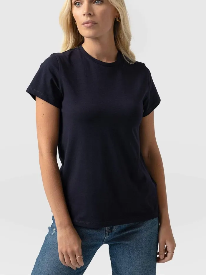Easy Cotton Tee 8211 Navy Navy Women Saint And Sofia TShirts and Tanks