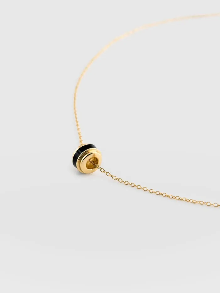 Enamel Stripe Charm Necklace 8211 GoldBlack Goldblack Women Saint And Sofia Necklaces