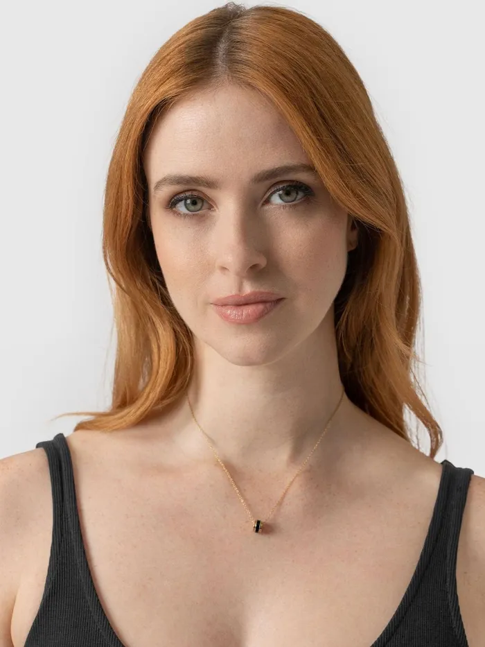 Enamel Stripe Charm Necklace 8211 GoldBlack Goldblack Women Saint And Sofia Necklaces