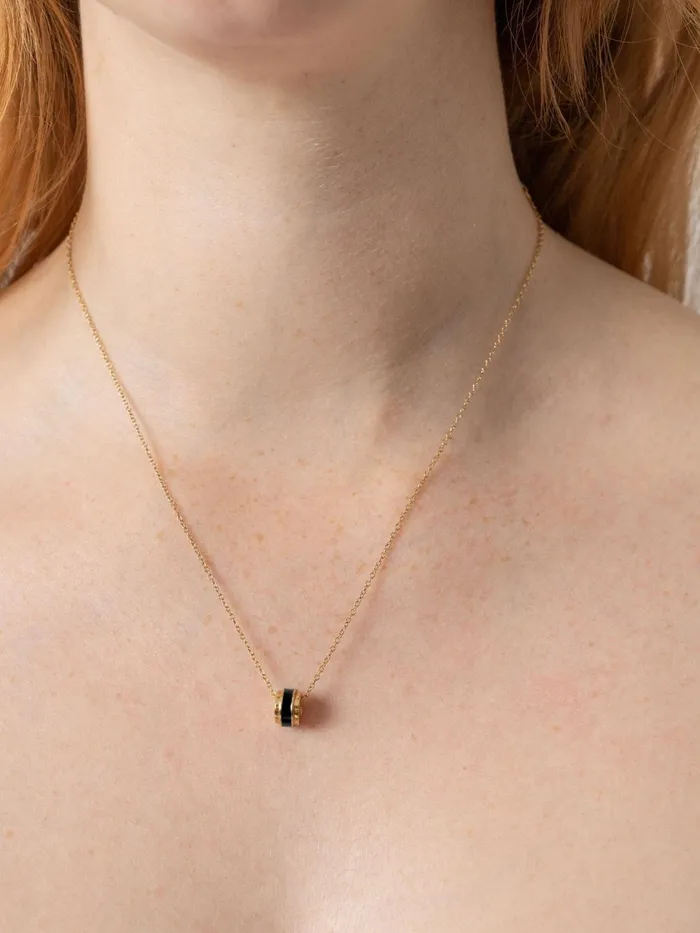 Enamel Stripe Charm Necklace 8211 GoldBlack Goldblack Women Saint And Sofia Necklaces
