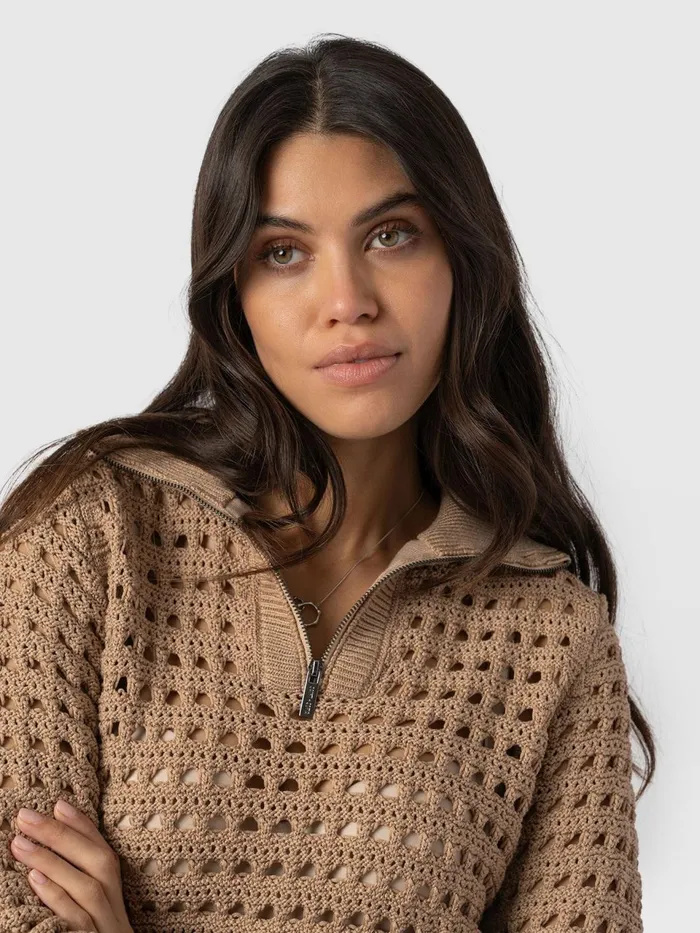 Ester Quarter Zip Knit 8211 Camel Camel Women Saint And Sofia Knitwear