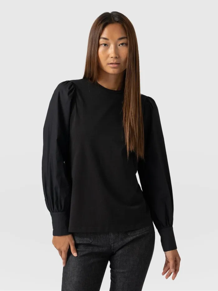 Eva Mock Shirt 8211 Black Black Women Saint And Sofia TShirts and Tanks