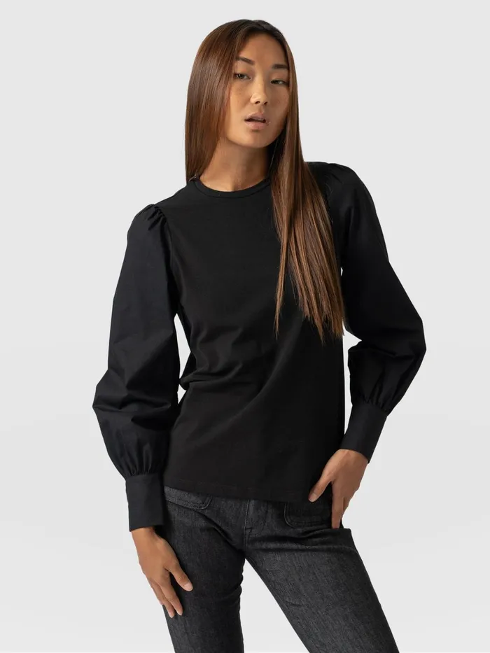 Eva Mock Shirt 8211 Black Black Women Saint And Sofia TShirts and Tanks
