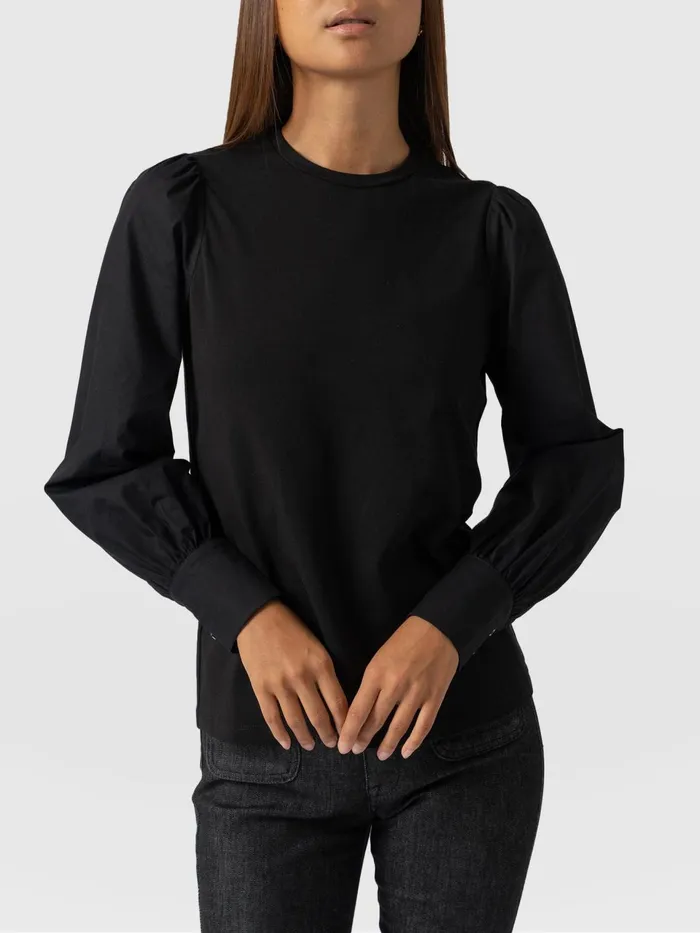 Eva Mock Shirt 8211 Black Black Women Saint And Sofia TShirts and Tanks