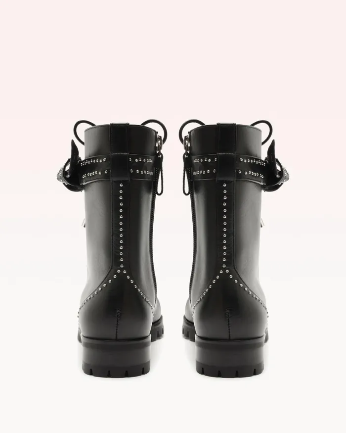 Evelyn Studded Combat Boots 8211 Black Lace Up Booties 8211 Designer Combat Boots Black Women Alexandre Birman Boots