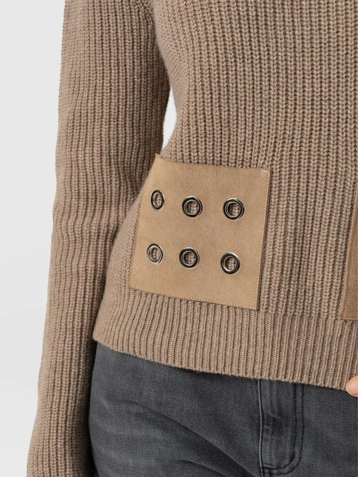 Eyelet Rib Knit Sweater 8211 Mocha Mocha Women Saint And Sofia Knitwear