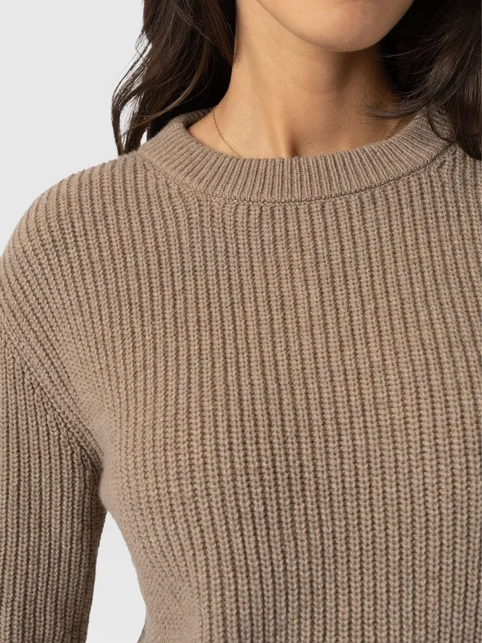 Eyelet Rib Knit Sweater 8211 Mocha Mocha Women Saint And Sofia Knitwear