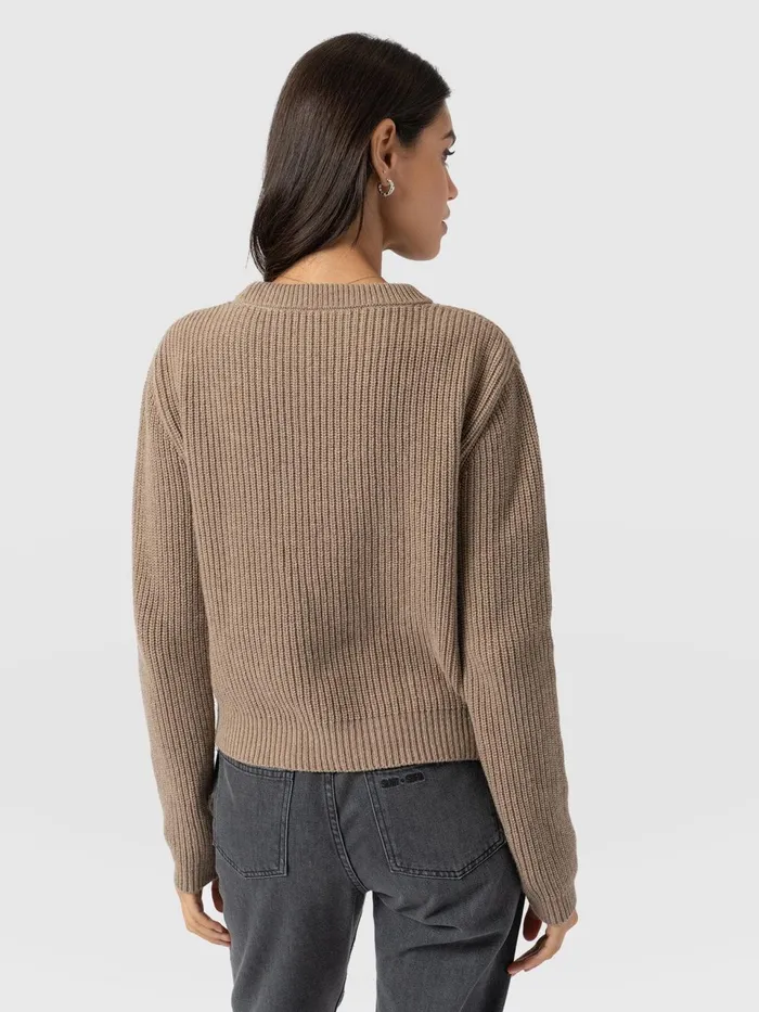 Eyelet Rib Knit Sweater 8211 Mocha Mocha Women Saint And Sofia Knitwear