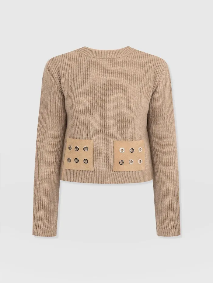 Eyelet Rib Knit Sweater 8211 Mocha Mocha Women Saint And Sofia Knitwear