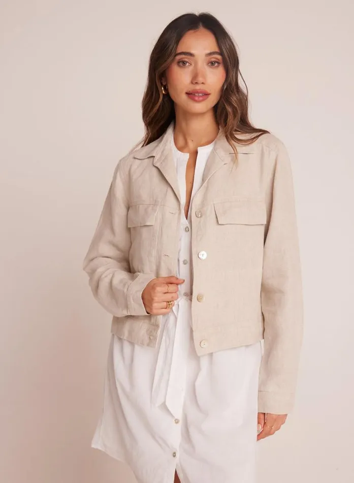 Flap Pocket Shirt Jacket 8211 Linen Sand Women Bella Dahl Sweaters and Jackets