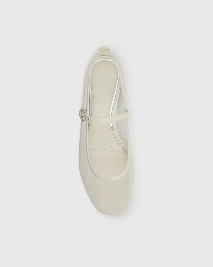 Flats Women PAIGE Josie Flat 8211 Bone MeshPatent Leather Flats Women PAIGE Josie Flat 8211 Bone MeshPatent Leather